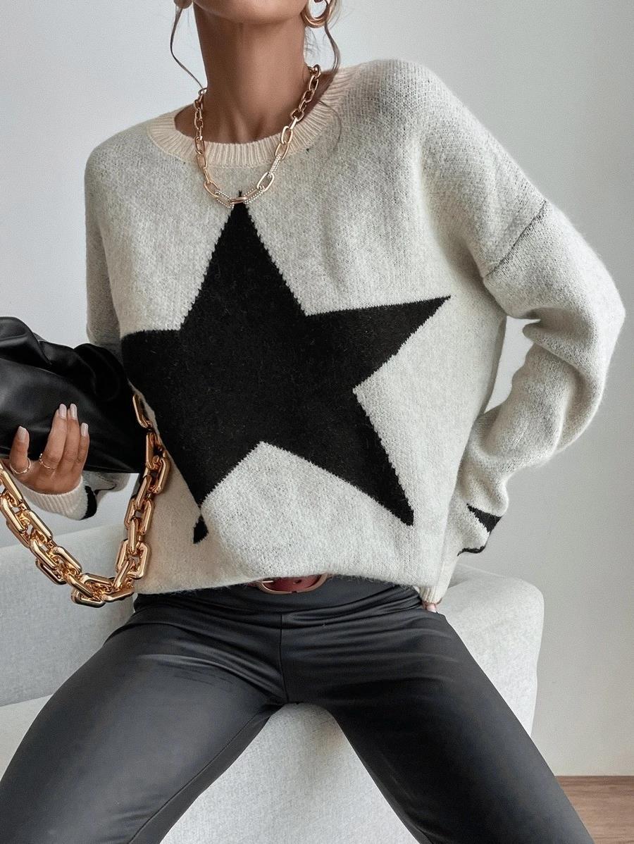 Star Print Pullover Knit Sweater