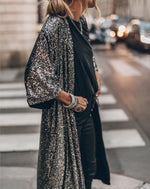 Three Quarter Sleeve Party Sequined Kimono Jacket