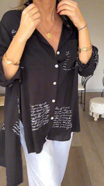 Long Letter Print Loose Shirt