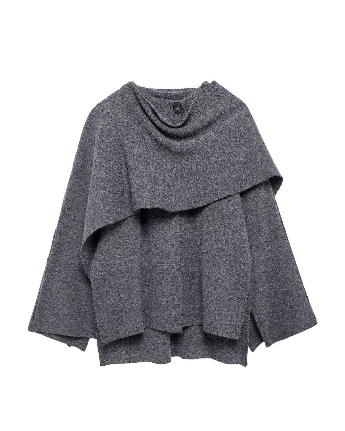 Asymmetric Scarf Detail Knitted Coat