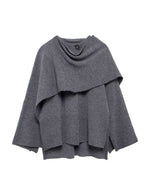 Asymmetric Scarf Detail Knitted Coat