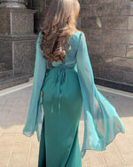 Mesh Bell sleeves Satin Maxi Dress