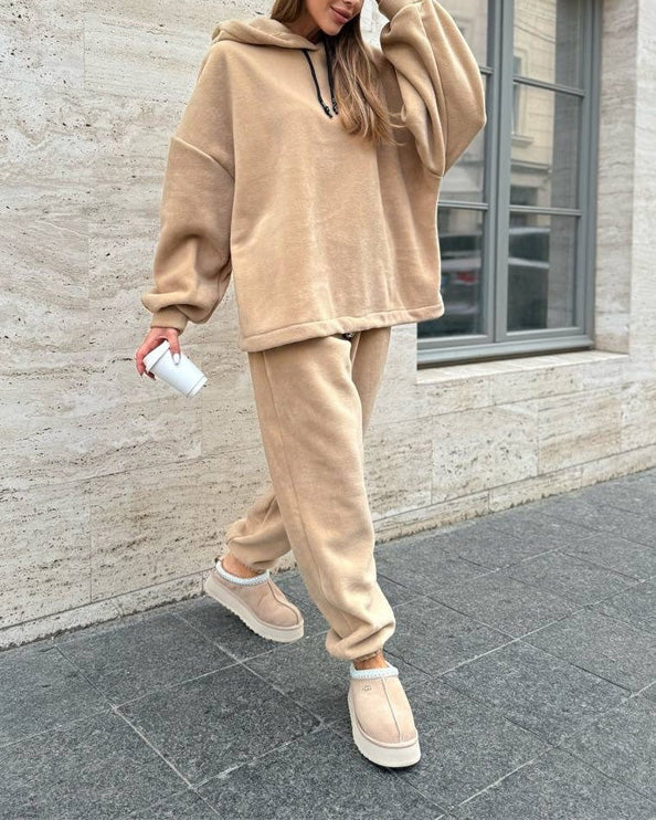 Casual Hooded Sweatshirt and Sweatpants Two Piece Set
