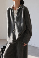 Thermal V-neck Knit Sweater and Pants Two-Piece Set
