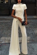 Sleek Short Sleeves Top and Pants Two Piece Set