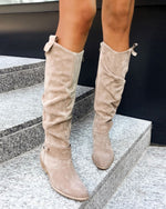 Faux Seude Side Zip Knee-High Boots