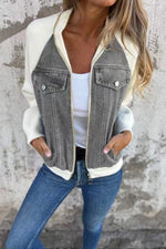 Casual Denim Paneled Jacket