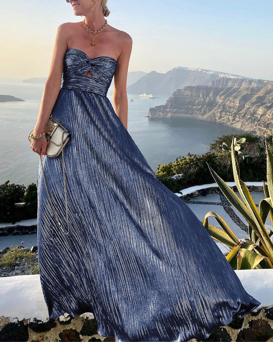 Strapless Sequined Bandeau Party Maxi Dress