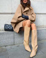 Brown Batwing Sleeve Woolen Coat