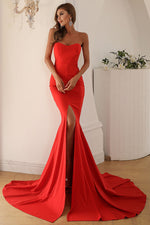 Red Off Shoulder Fishtail Dress