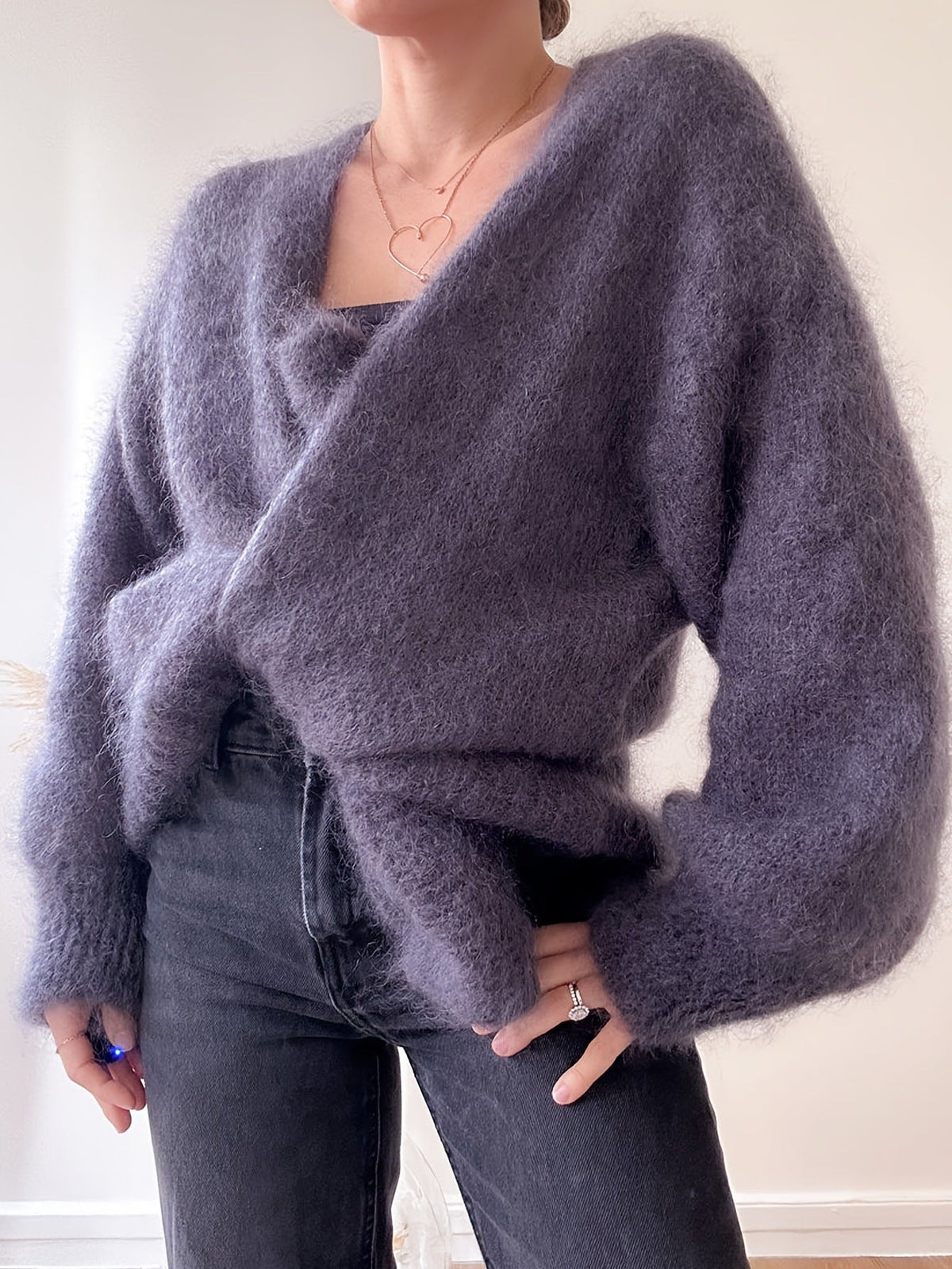 Gray Fuzzy Knit Cardigan