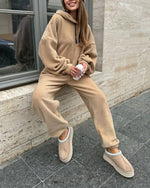 Casual Hooded Sweatshirt and Sweatpants Two Piece Set