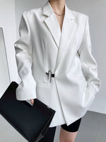 Solid Buckle Closure Sleek Blazer