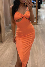 Spaghetti Strap Cutout Midi Dress