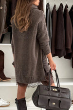 Slouchy Turtleneck Knit Sweater Dress