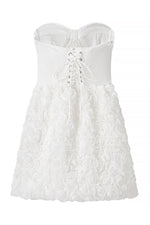 White Rosette Bandeau Mini Dress
