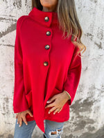 High Neck Button Placket Cardigan Jacket