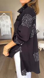 Long Letter Print Loose Shirt