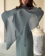 Mesh Bell sleeves Satin Maxi Dress