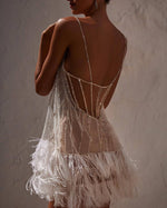 Sequined Tassel Edge Backless Slip Dress