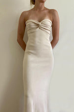 Twisted Front Bandeau Knitted Maxi Dress
