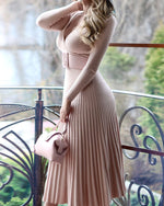 Surplice Long Sleeves Knit Midi Dress