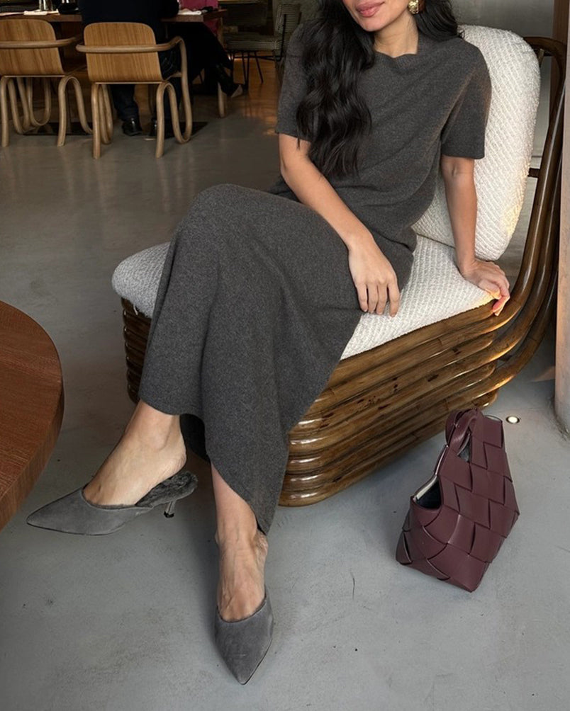 Elegant Knit Top and Maxi Skirt Matching Sets