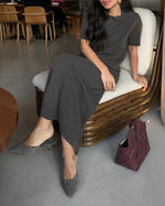 Elegant Knit Top and Maxi Skirt Matching Sets