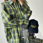 Retro Tartan Print Button Down Loose Shirt