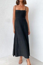 Solid Pleated Knit Slip Midi Dress