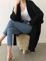 Chunky Ribbed Knit Long Cardigan