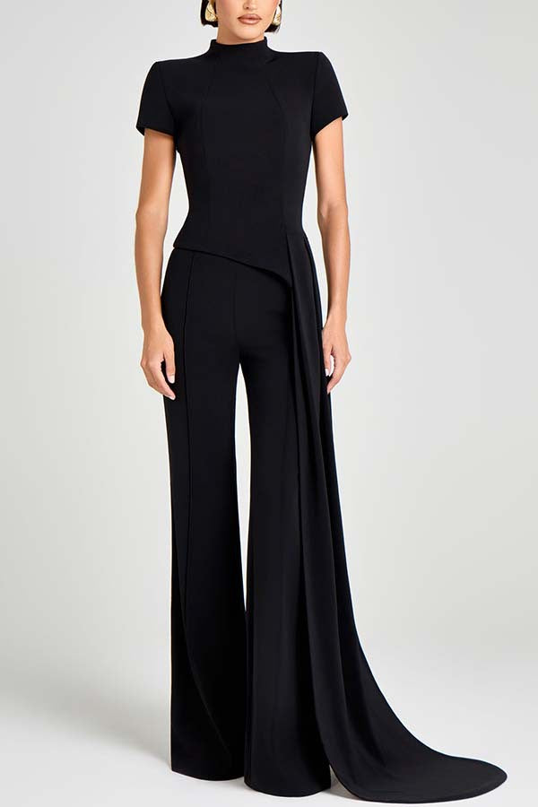 Sleek Short Sleeves Top and Pants Two Piece Set