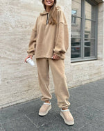 Casual Hooded Sweatshirt and Sweatpants Two Piece Set