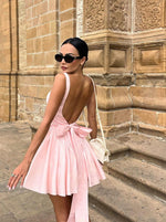 Peach Pink Back-Tie Backless Mini Dress