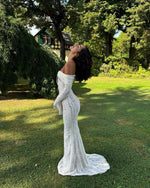 White Off-Shoulder Crochet Lace Midi Dress
