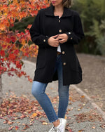 Peter Pan Collar Button-down Woolen Jacket