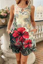 Vintage Floral Sleeveless Shift Mini Dress