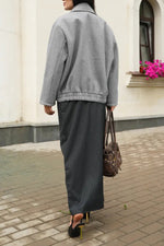 Stylish Notched Lapel Double-Breasted Woolen Coat