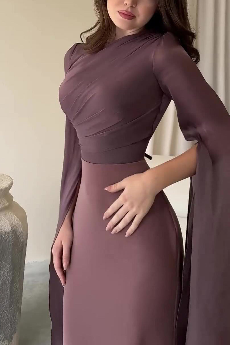 Mesh Bell sleeves Satin Maxi Dress