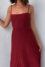 Chic Ribbed Surface Slip Midi Dress