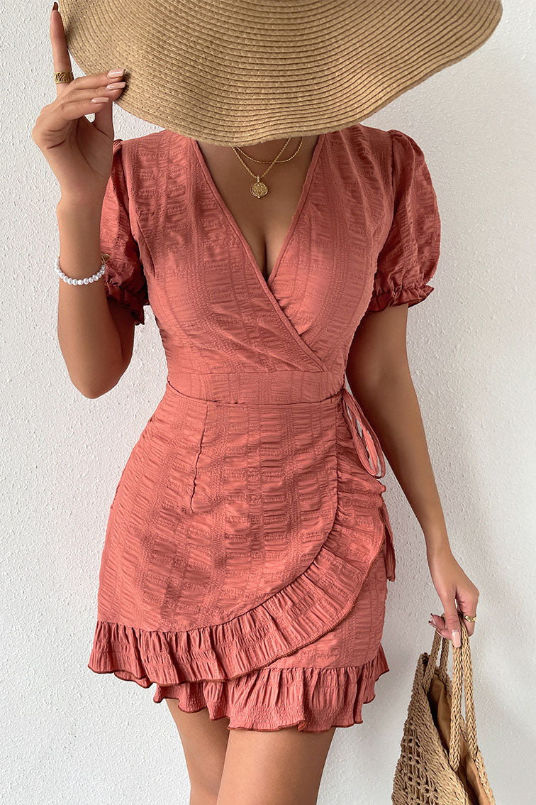 Dusty Pink Waist-Tie Mini Dress
