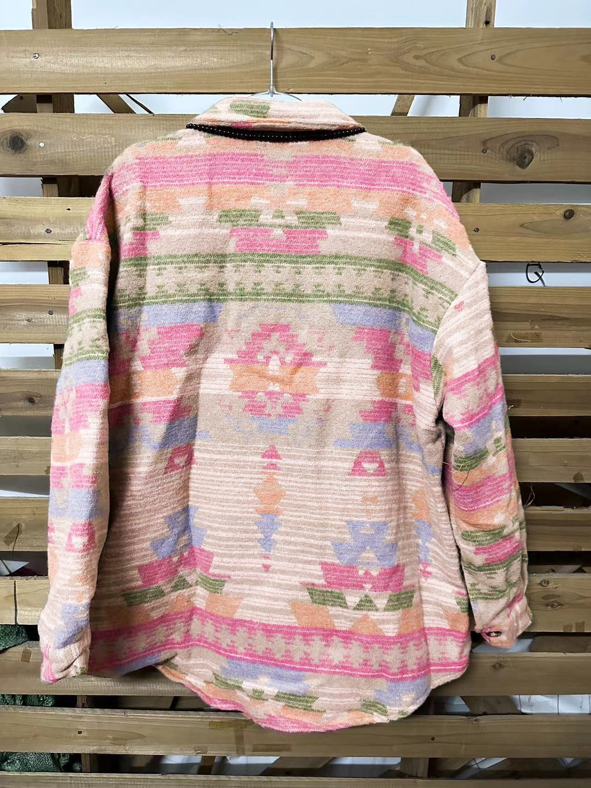 Pink Geo Print Button Down Jacket
