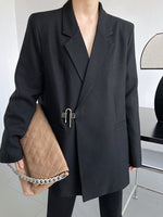 Solid Buckle Closure Sleek Blazer