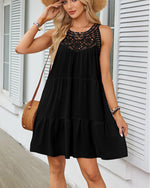 Crochet Lace Yoke Mini Dress