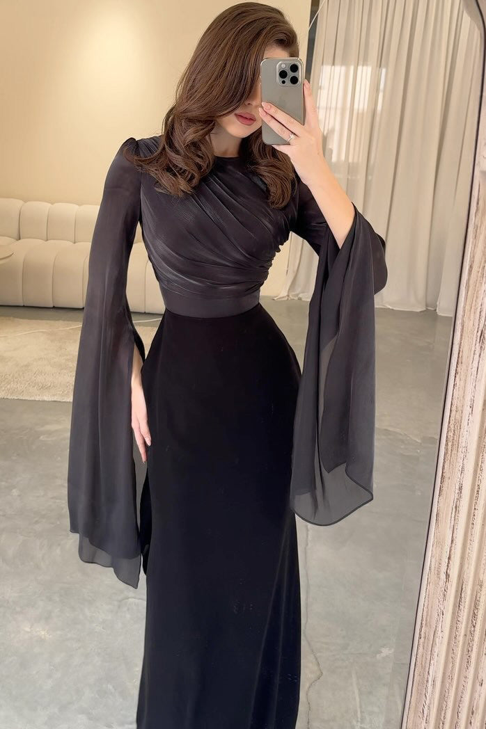 Mesh Bell sleeves Satin Maxi Dress