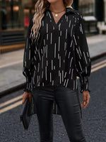 Abstract Striped Print Loose Chiffon Shirt