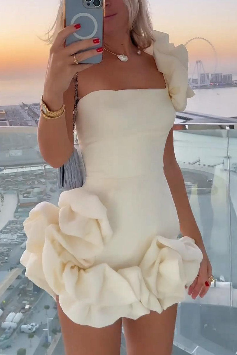 One-shoulder Ruffled Bodycon Mini Dress