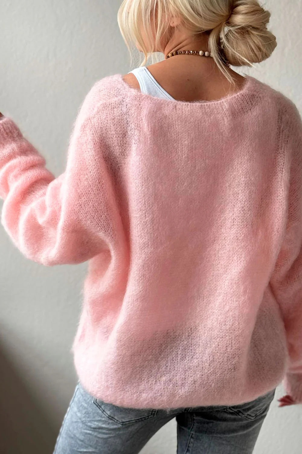 Cozy V-Neck Long-Sleeved Knit Sweater