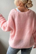 Cozy V-Neck Long-Sleeved Knit Sweater