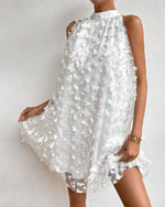 Butterfly Textured Halterneck Mini Dress